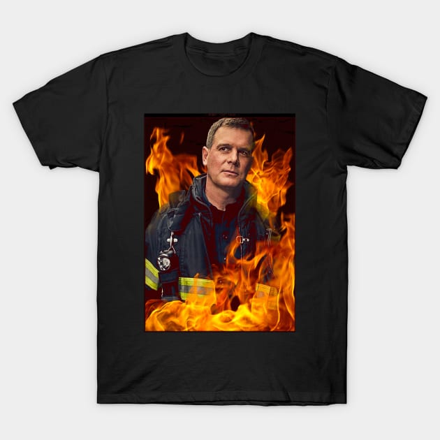 911 - Bobby ‘Cap’ Nash - Flames T-Shirt by vickytoriaq